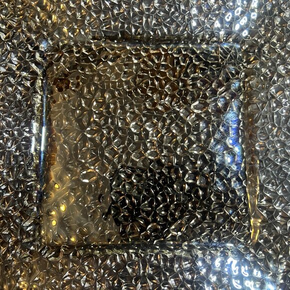 Vintage Vetropuro Turkish Peach Amber Pebbled Glass Square Salad Plate Dish 8.5" - Picture 2 of 5